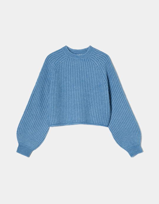 TALLY WEiJL, Blue Melange Cropped Jumper for Women