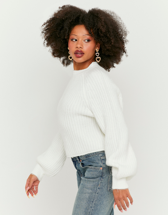 TALLY WEiJL, White Cropped Jumper for Women