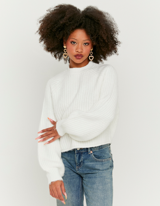 TALLY WEiJL, White Cropped Jumper for Women