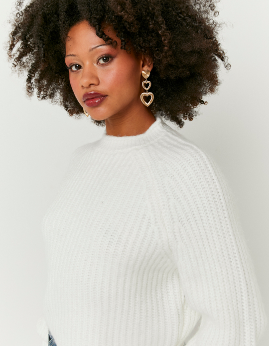 TALLY WEiJL, White Cropped Jumper for Women
