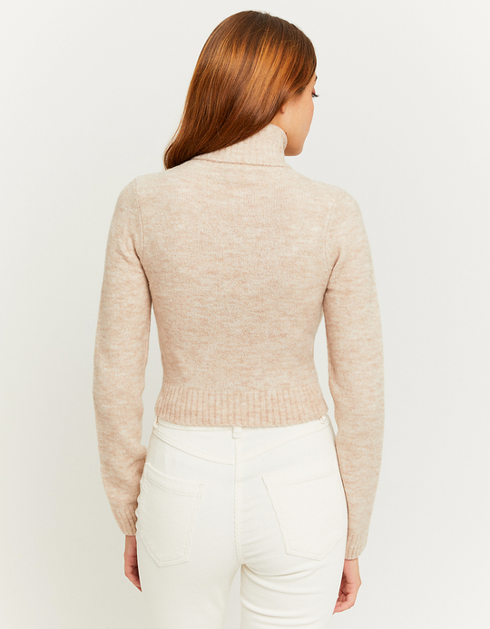 TALLY WEiJL, Beige Cropped Turtle Neck Jumper for Women