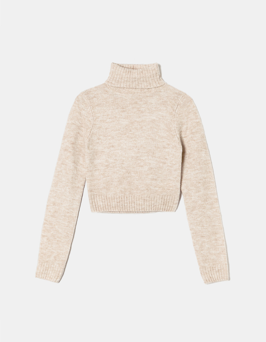TALLY WEiJL, Beige Cropped Turtle Neck Jumper for Women