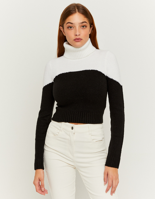 TALLY WEiJL, Colorblock Cropped Turtle Neck Jumper for Women