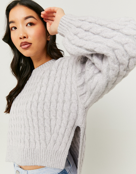 TALLY WEiJL, Maglione Grigio con Cavi Lilla for Women