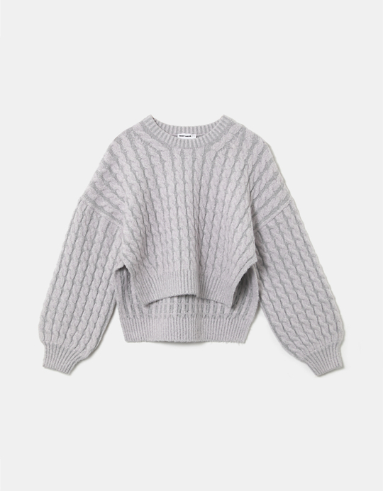 TALLY WEiJL, Maglione Grigio con Cavi Lilla for Women