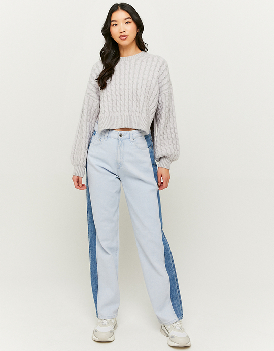 TALLY WEiJL, Maglione Grigio con Cavi Lilla for Women