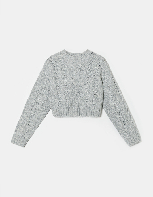 TALLY WEiJL, Grauer Kabelstrick-Pullover for Women