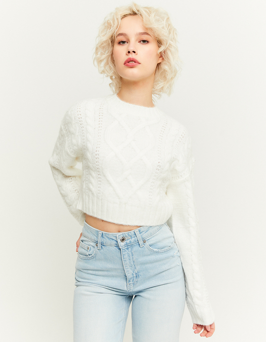 TALLY WEiJL, Pull Blanc en Maille Torsadée for Women