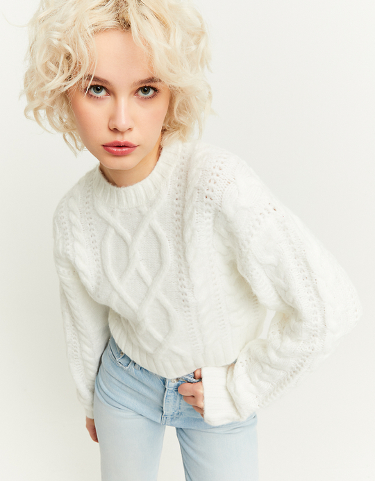 TALLY WEiJL, Pull Blanc en Maille Torsadée for Women
