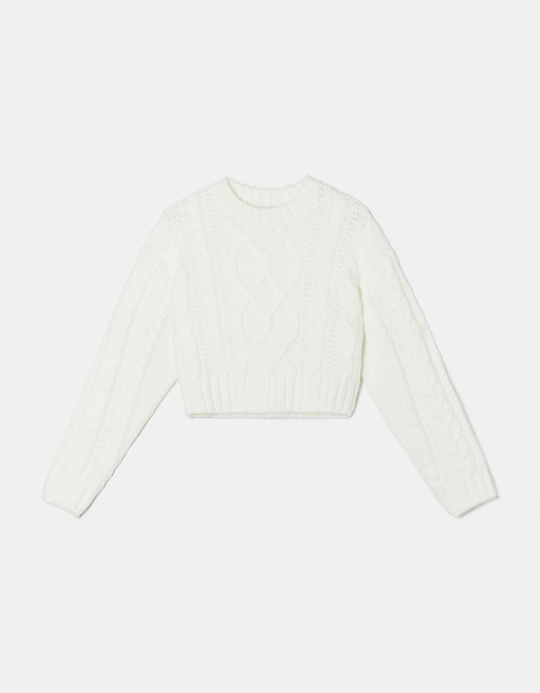 TALLY WEiJL, Pull Blanc en Maille Torsadée for Women