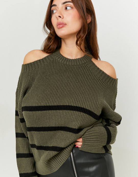 TALLY WEiJL, Striped Jumper with Shoulder Cut Outs for Women