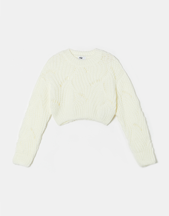 TALLY WEiJL, Pull Court Blanc en Maille Épaisse for Women
