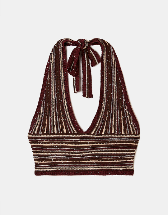 TALLY WEiJL, Knit Crop Top with Sequins for Women