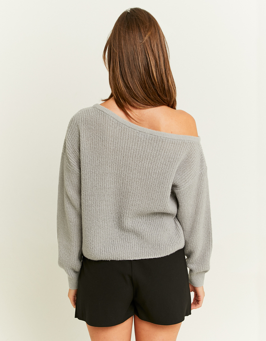 TALLY WEiJL, Grey Off-Shoulder Jumper for Women