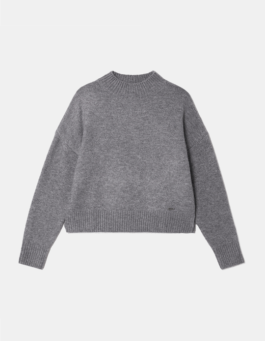 TALLY WEiJL, Grey Mock Neck Long Sleeve Knit Jumper for Women