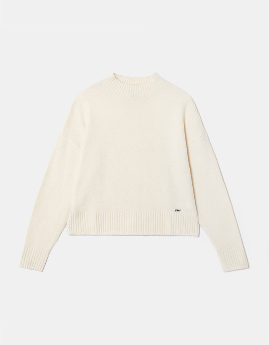 TALLY WEiJL, White Mock Neck Long Sleeve Knit Jumper for Women