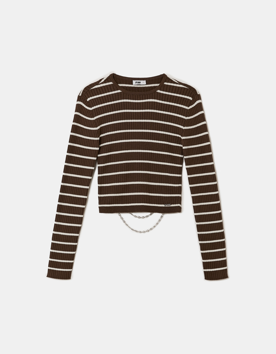TALLY WEiJL, White Jumper with Detachable Strass Chain for Women