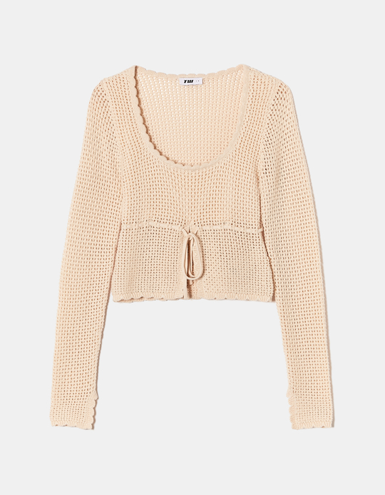 TALLY WEiJL, Beige Crochet Cropped Top for Women