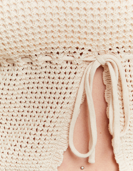 TALLY WEiJL, Beige Crochet Cropped Top for Women