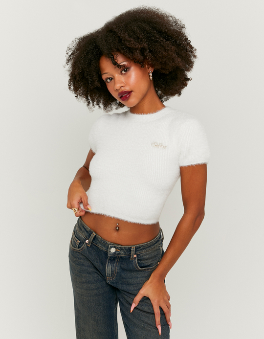 TALLY WEiJL, Weisser kuscheliger Pullover mit Schleife for Women
