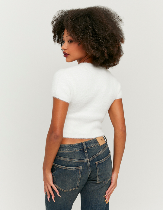 TALLY WEiJL, Weisser kuscheliger Pullover mit Schleife for Women