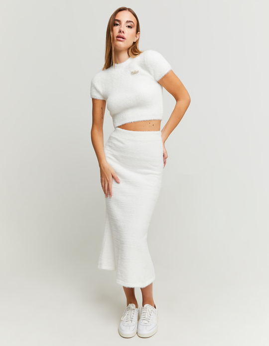 TALLY WEiJL, Weisser kuscheliger Pullover mit Schleife for Women