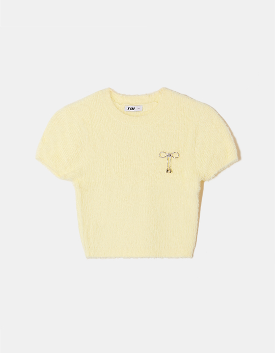 TALLY WEiJL, Gelber kuscheliger Pullover mit Schleife for Women