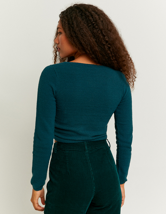 TALLY WEiJL, Top Froncé Court Col V Vert for Women