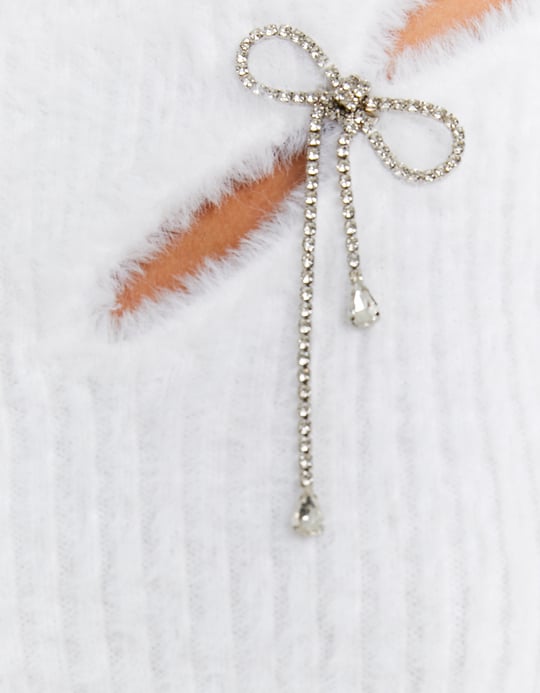 TALLY WEiJL, Pull en Maille Blanc à Découpes et Strass for Women