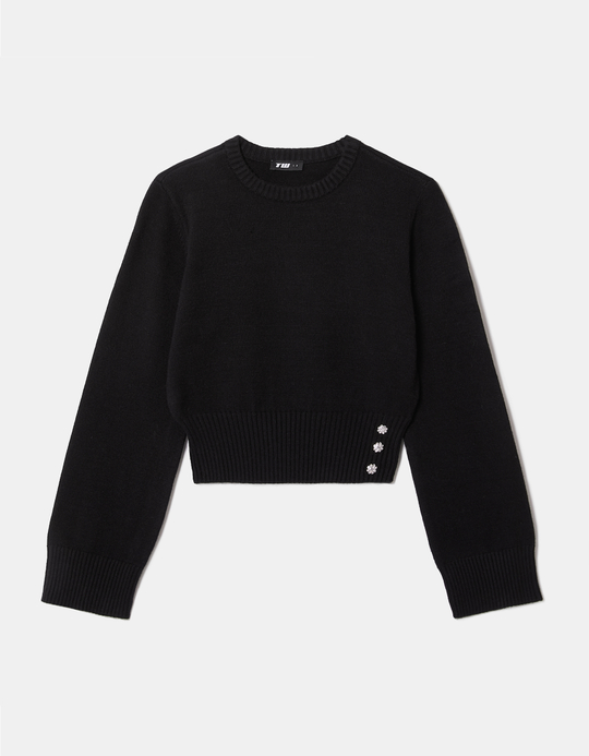 TALLY WEiJL, Schwarzer Strickpullover mit Rundhalsausschnitt for Women
