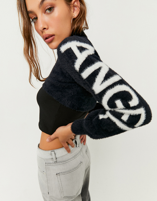 TALLY WEiJL, Black Ultra Cropped Knit Jumper for Women