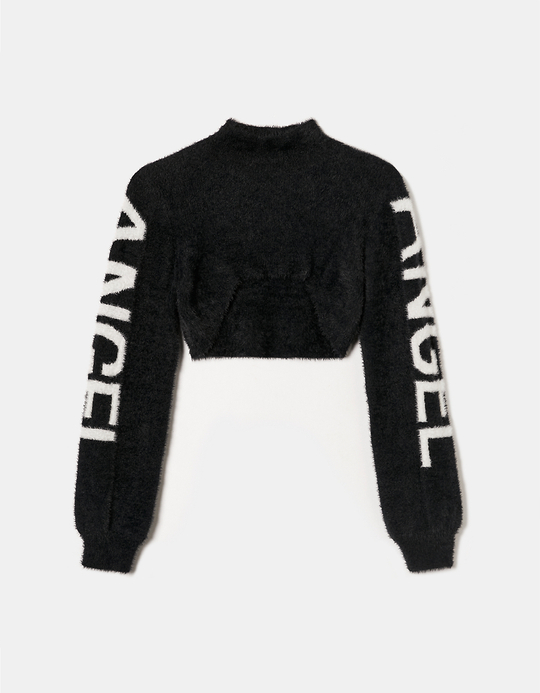 TALLY WEiJL, Black Ultra Cropped Knit Jumper for Women