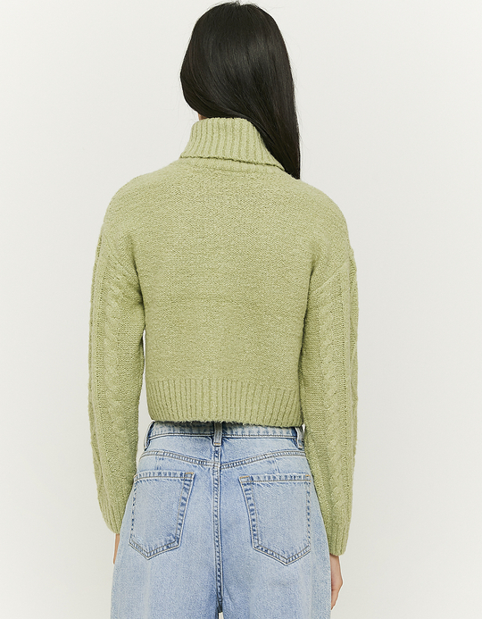 TALLY WEiJL, Grüner kurzer Kabelstrick Pullover for Women