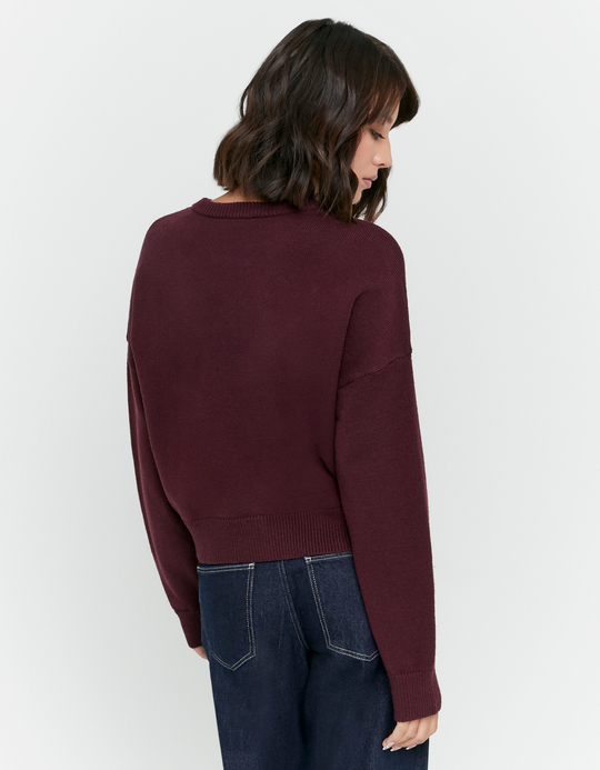 TALLY WEiJL, Bordeauxroter Basic Strickpullover for Women