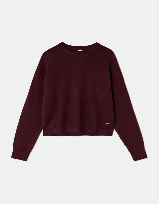 TALLY WEiJL, Bordeauxroter Basic Strickpullover for Women