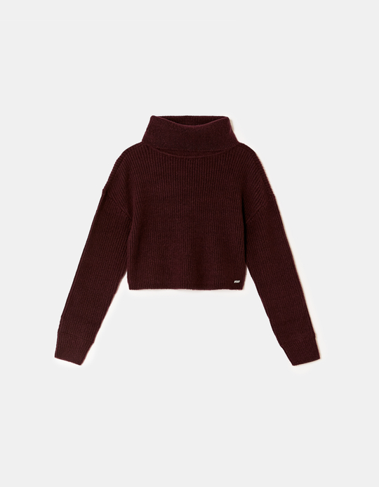 TALLY WEiJL, Burgunderfarbener Rollkragen Strickpullover for Women