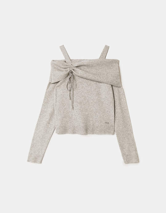 TALLY WEiJL, Πλεκτό Πουλόβερ Off Shoulder Γκρι for Women