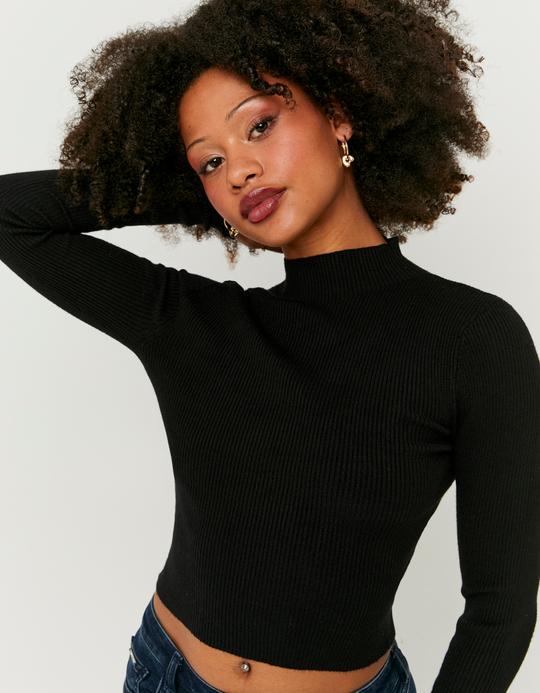 TALLY WEiJL, Pull Ajusté Noir Col Roulé for Women