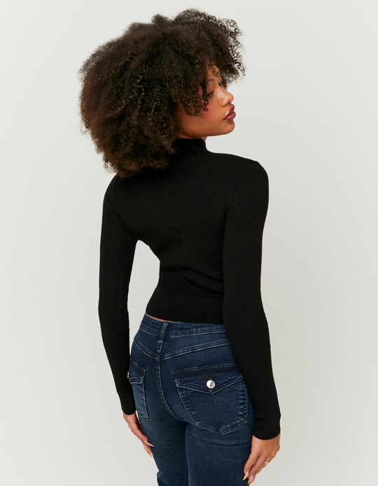 TALLY WEiJL, Maglione Aderente Nero con Collo Alto for Women