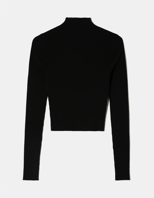 TALLY WEiJL, Maglione Aderente Nero con Collo Alto for Women