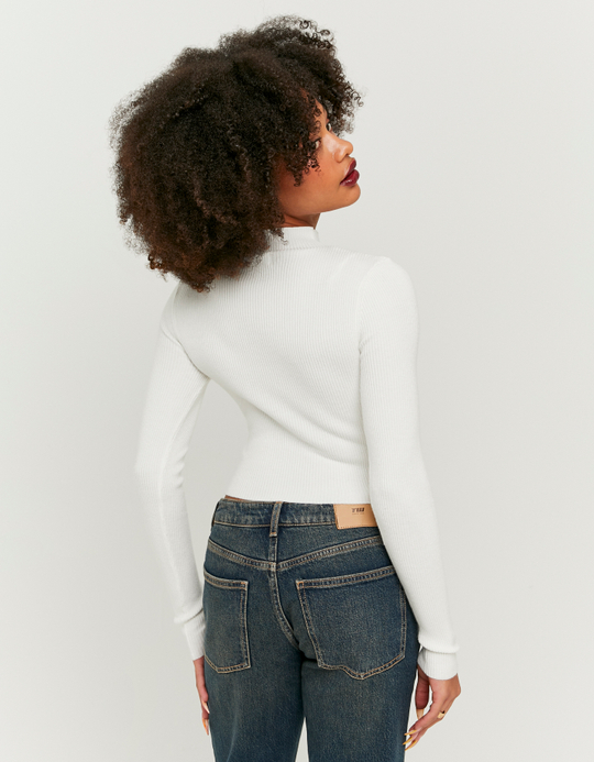 TALLY WEiJL, Maglione Aderente Bianco con Collo Alto for Women