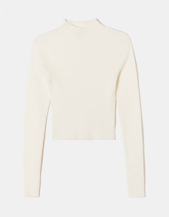 TALLY WEiJL, Maglione Aderente Bianco con Collo Alto for Women