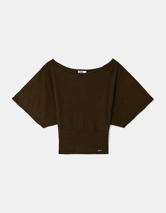 TALLY WEiJL, Brown Boat Neck Top for Women
