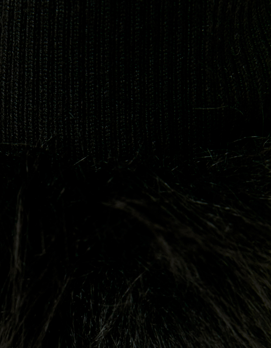 TALLY WEiJL, Black Knit Jumper with Faux Fur Details for Women