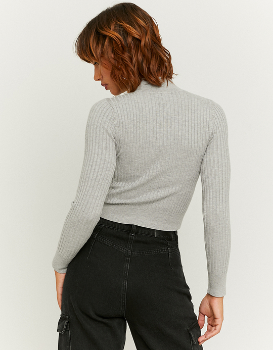 TALLY WEiJL, Top en Maille Col Roulé Gris for Women
