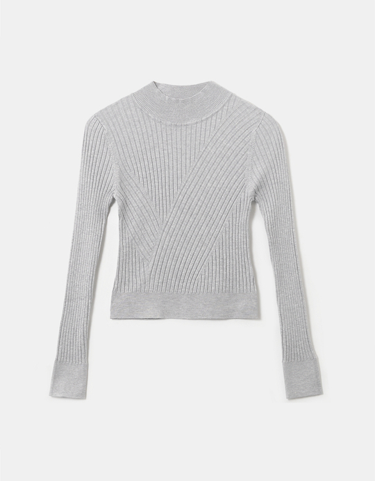 TALLY WEiJL, Graues Basic Rollkragen Stricktop  for Women