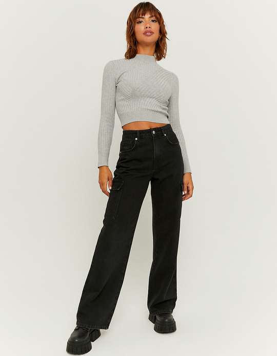 TALLY WEiJL, Graues Basic Rollkragen Stricktop  for Women