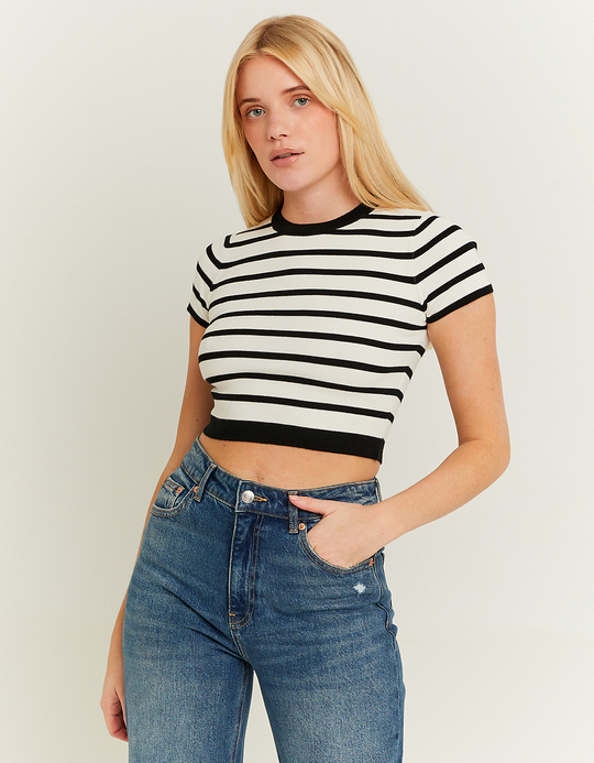 TALLY WEiJL, Striped Fitted Knitted Top for Women