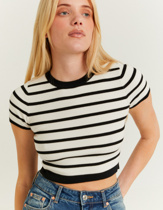 TALLY WEiJL, Striped Fitted Knitted Top for Women