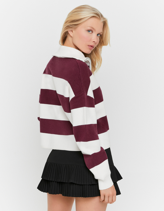 TALLY WEiJL, Maglione in maglia a righe bordeaux for Women